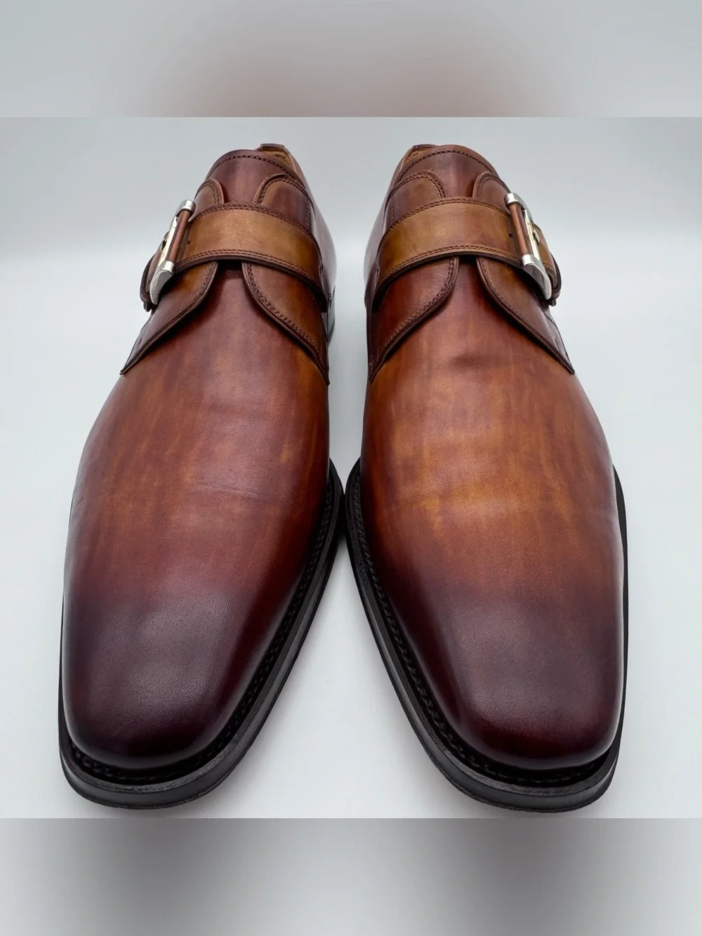 Magnanni Marco II Monk Strap Oxford Brown Cuero Leather Men 11 M Made In Spain